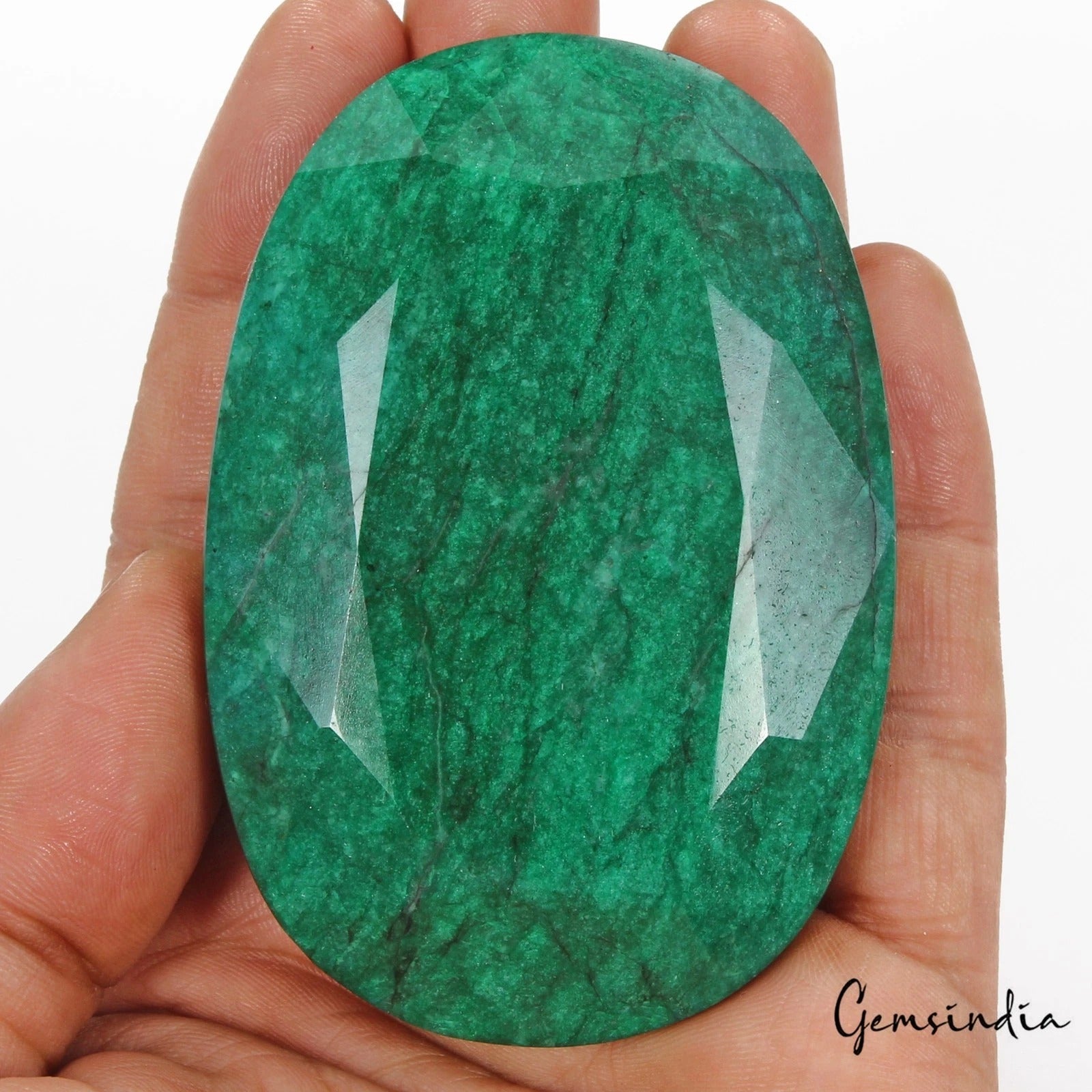 Emerald Loose Gemstone, Oval Cut, Color Enhanced — 81 x 55 x 25 mm, 950 Ct, Brazil