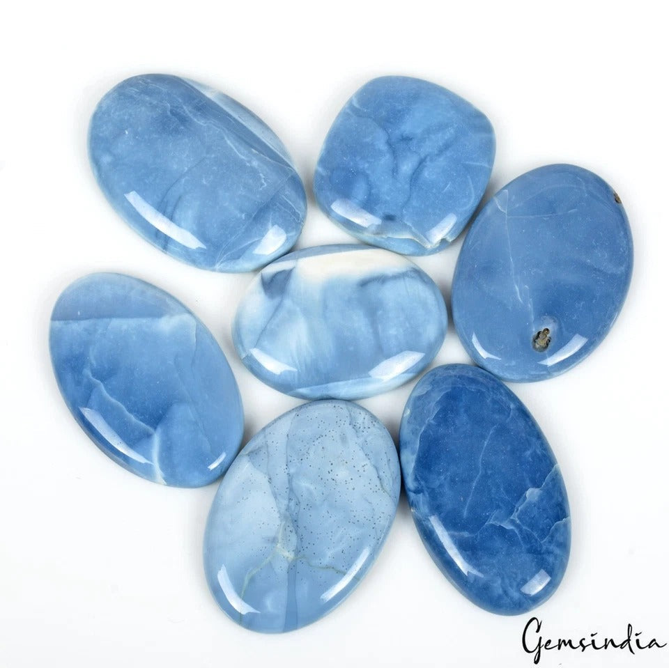 330 Cts/7 Pcs Natural Untreated Australia Blue Opal Cab Loose Gems For Jewelry