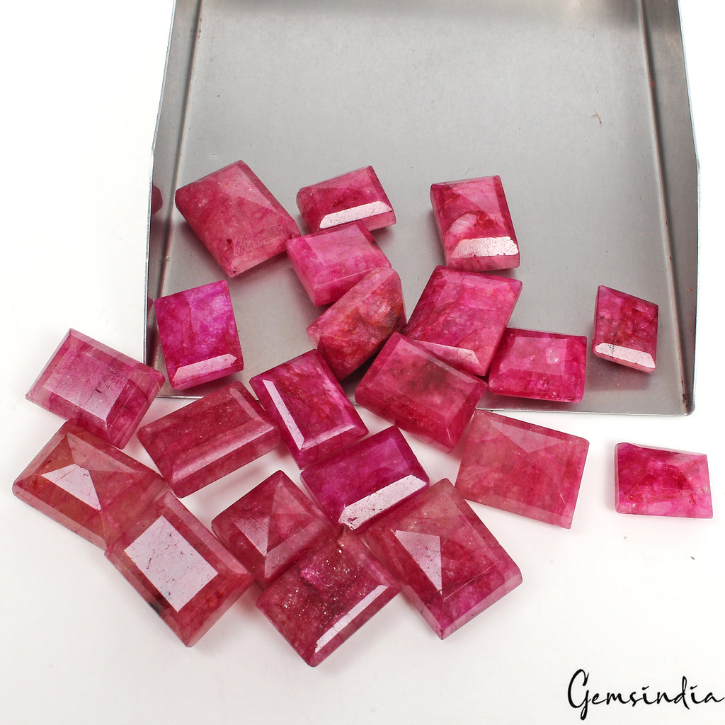Red Beryl Lot, Loose Gemstone, Color Enhanced — 21 Pieces, 15mm to 19mm, 380 Ct