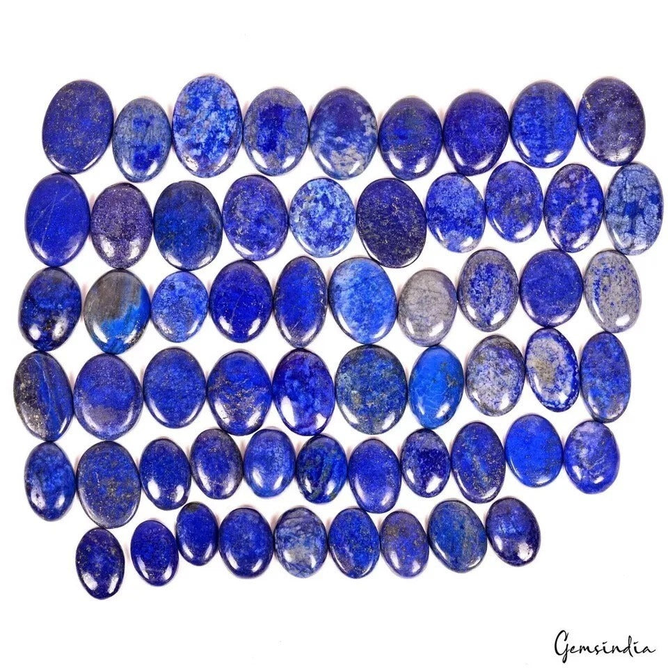 Lapis Lazuli Lot, Cabochon, Blue — 59 Pieces, 22mm to 37mm, 2000 Ct, Afghanistan