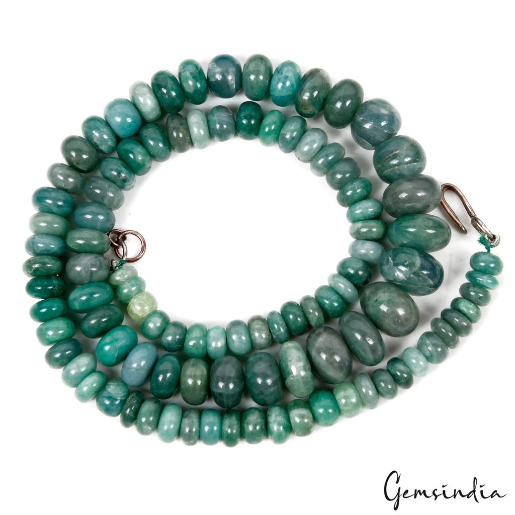 220 Ct Natural Green Emerald Gem Round Beaded Graduation Style Necklace