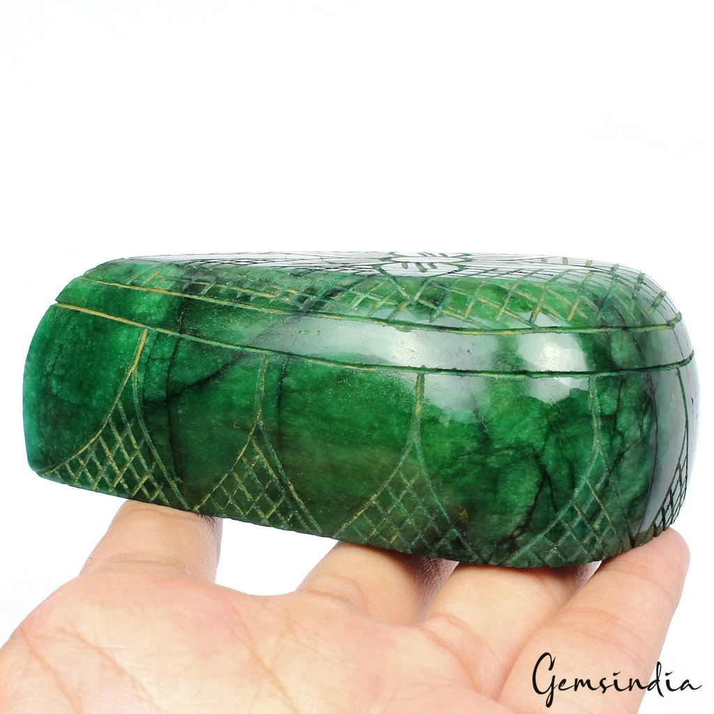 2400 Ct Natural Green Brazilian Emerald Fancy Carving Earth Mined Loose Gemstone