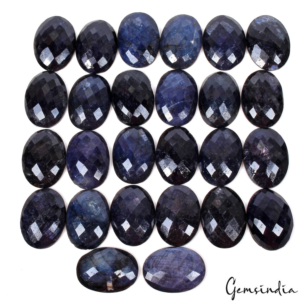 670 Ct/26 Pcs Natural Blue Sapphire Oval Checker Cut Calibrated 25x18mm Gems Lot