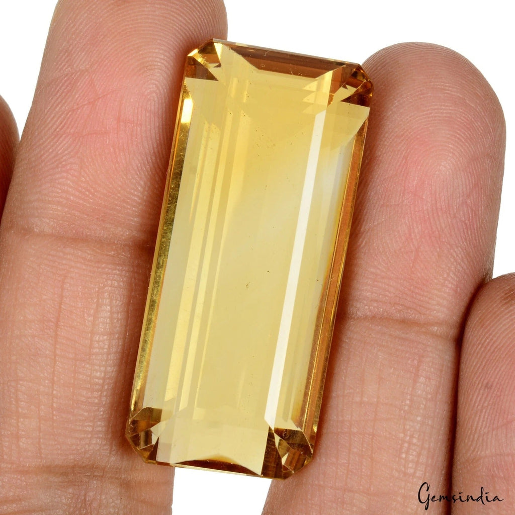 Certified 87 Ct Natural Untreated Brazilian Yellow Citrine Octagon Cut Loose Gem