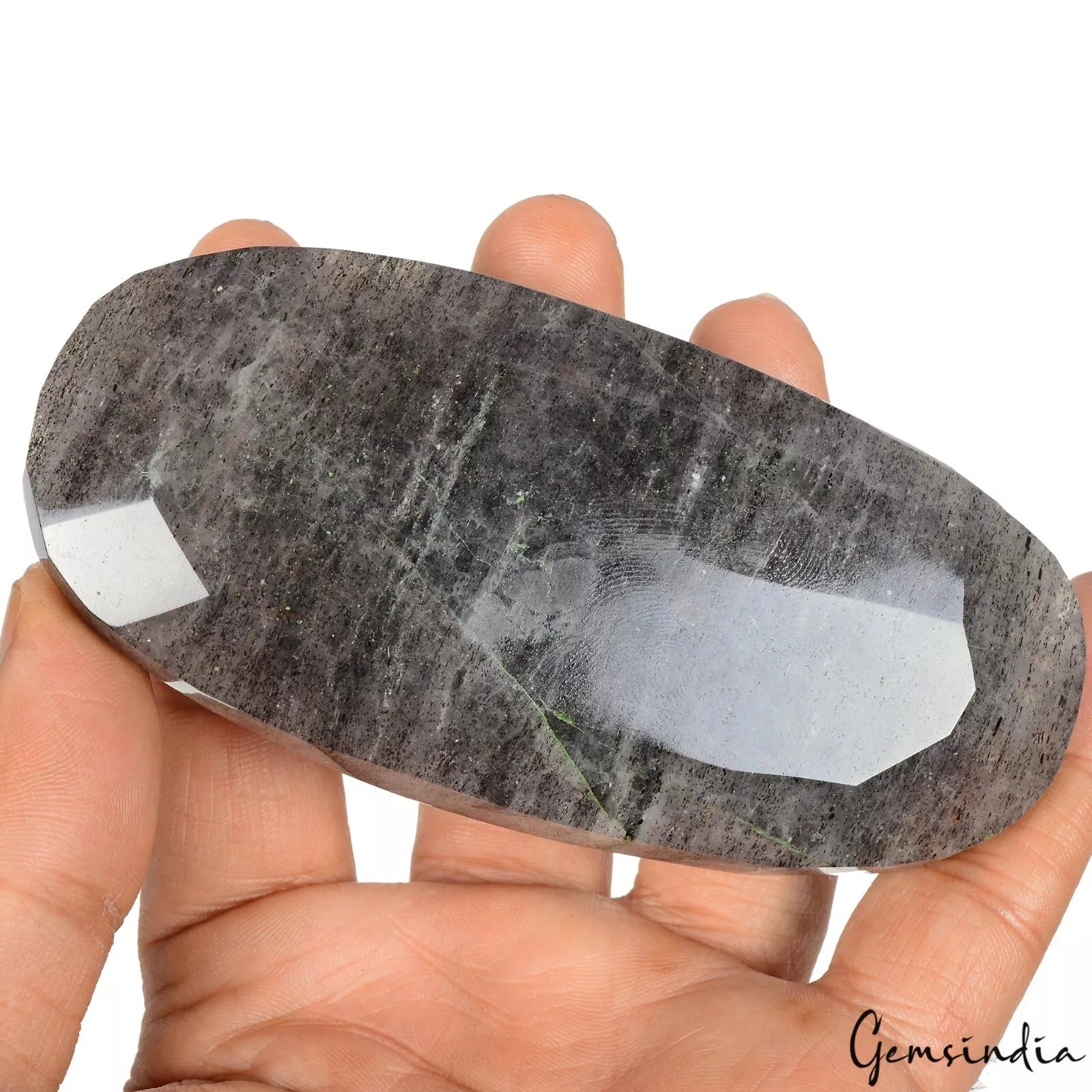 Rutilated Quartz Loose Gemstone, Untreated, Black — 106x52x18 mm, 920 Ct, Madagascar