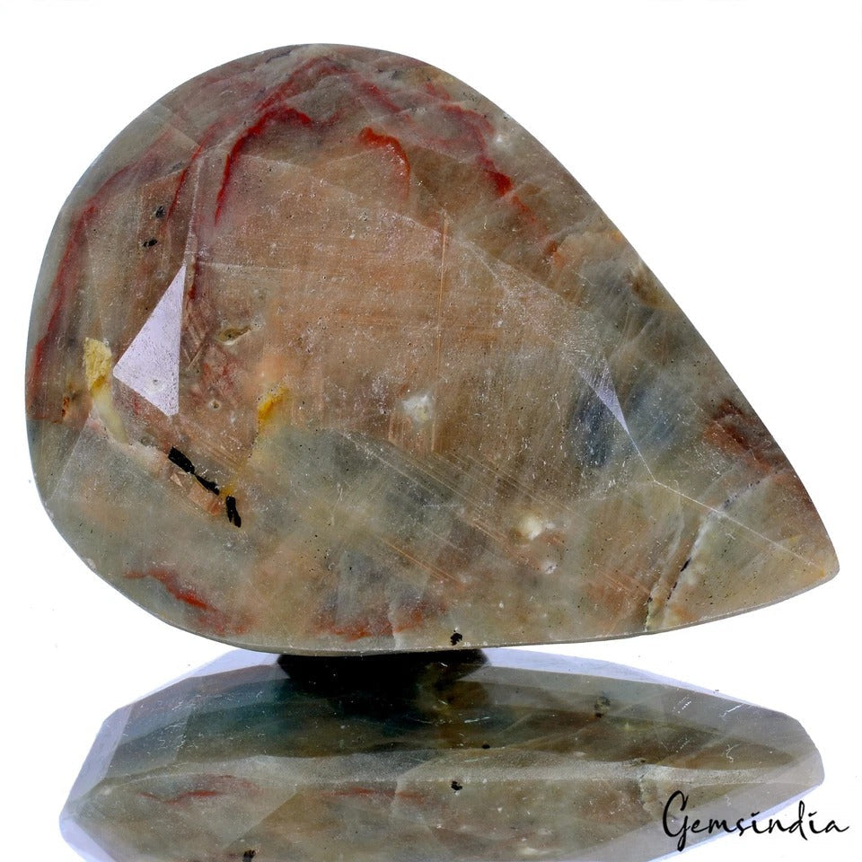 1020 Ct Natural Brown Untreated Sapphire w/Red Streaks Pear Cut Earth Mined Gem