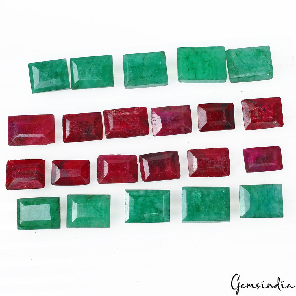 280.00 Ct Natural Ruby Emerald Rectangular Cut Loose Gemstone For Making Jewelry