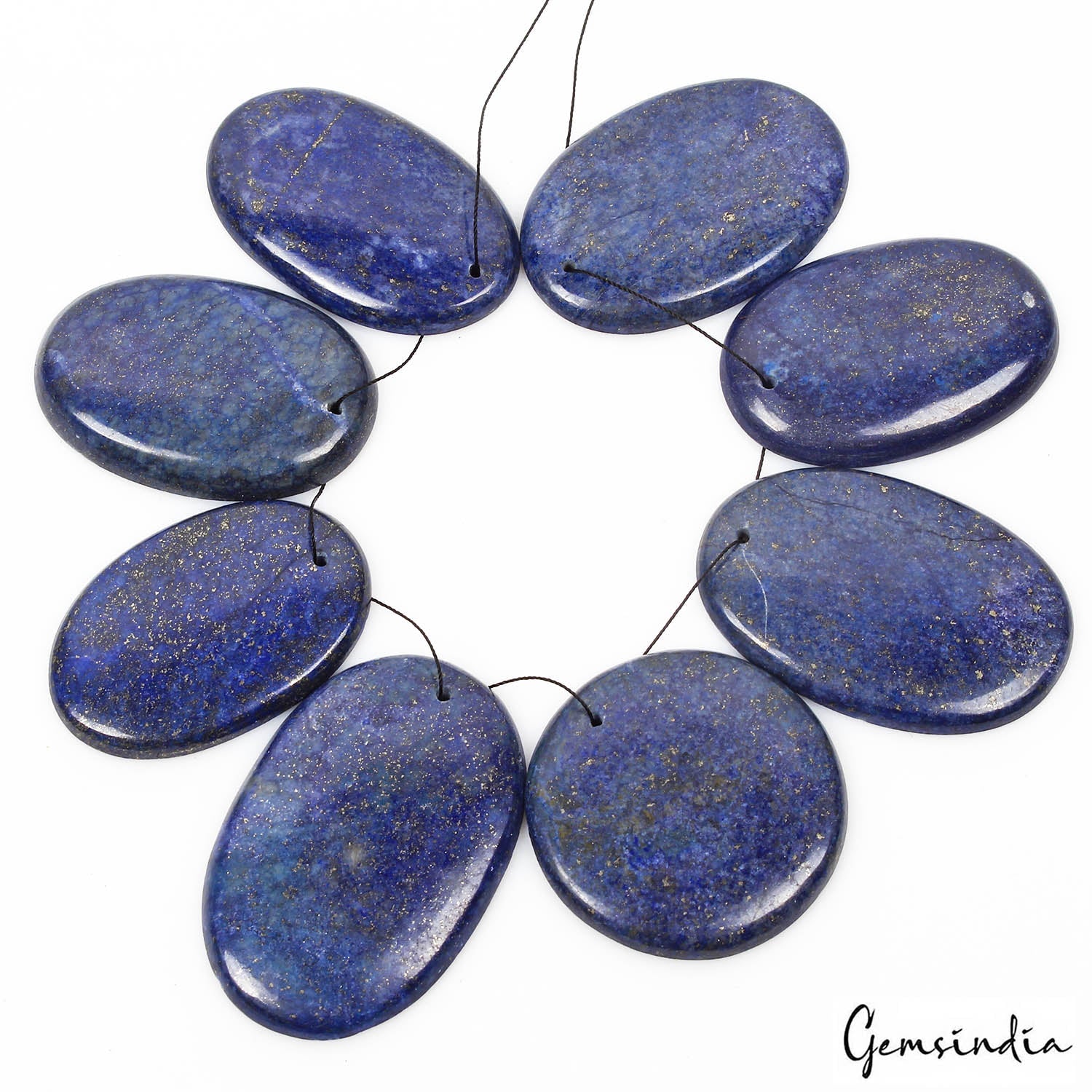 700 Ct/8 Pcs Natural Blue Lapis Lazuli Oval Drill Briolette Gems Lot For Pendant