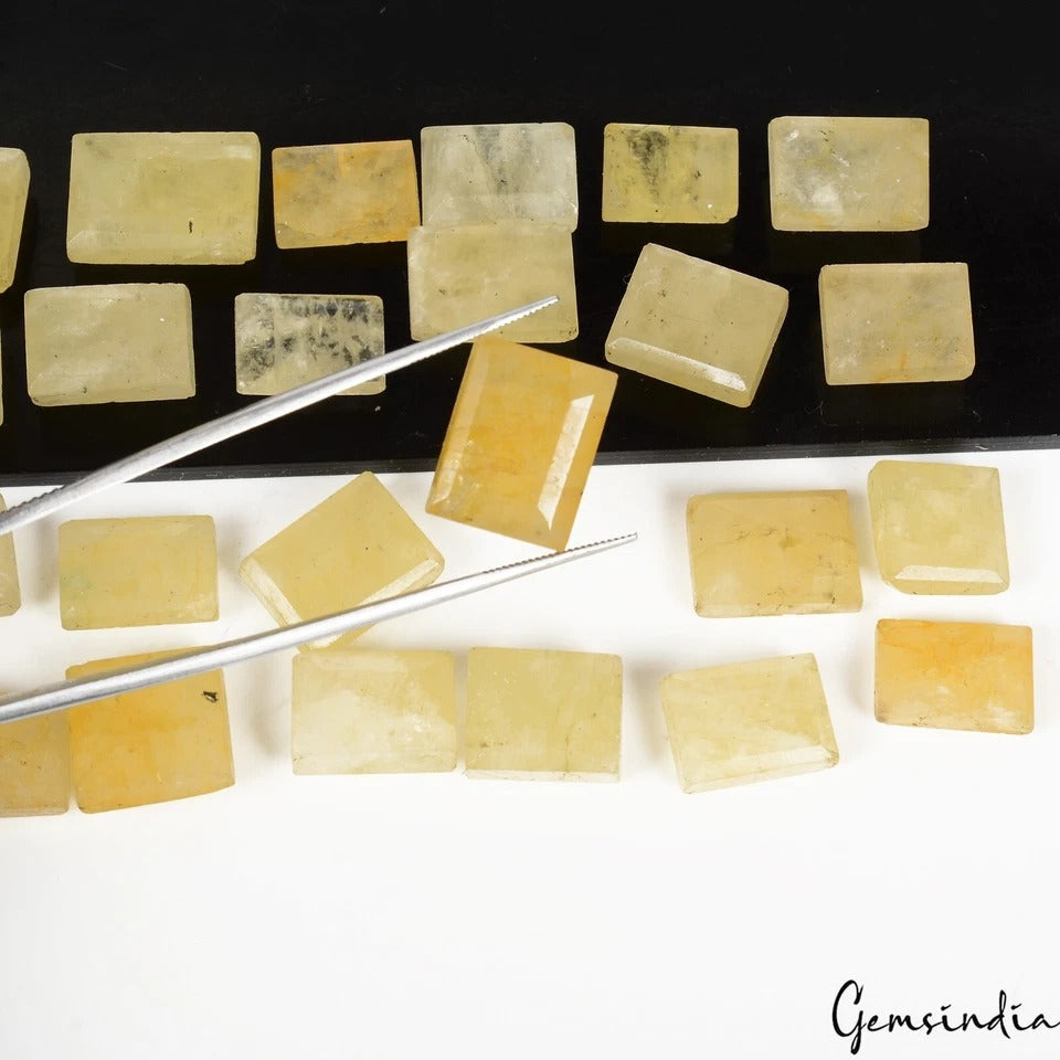 300 Ct Natural Yellow Beryl Heliodor Baguette Cut Faceted Loose Gemstone Lot 23P