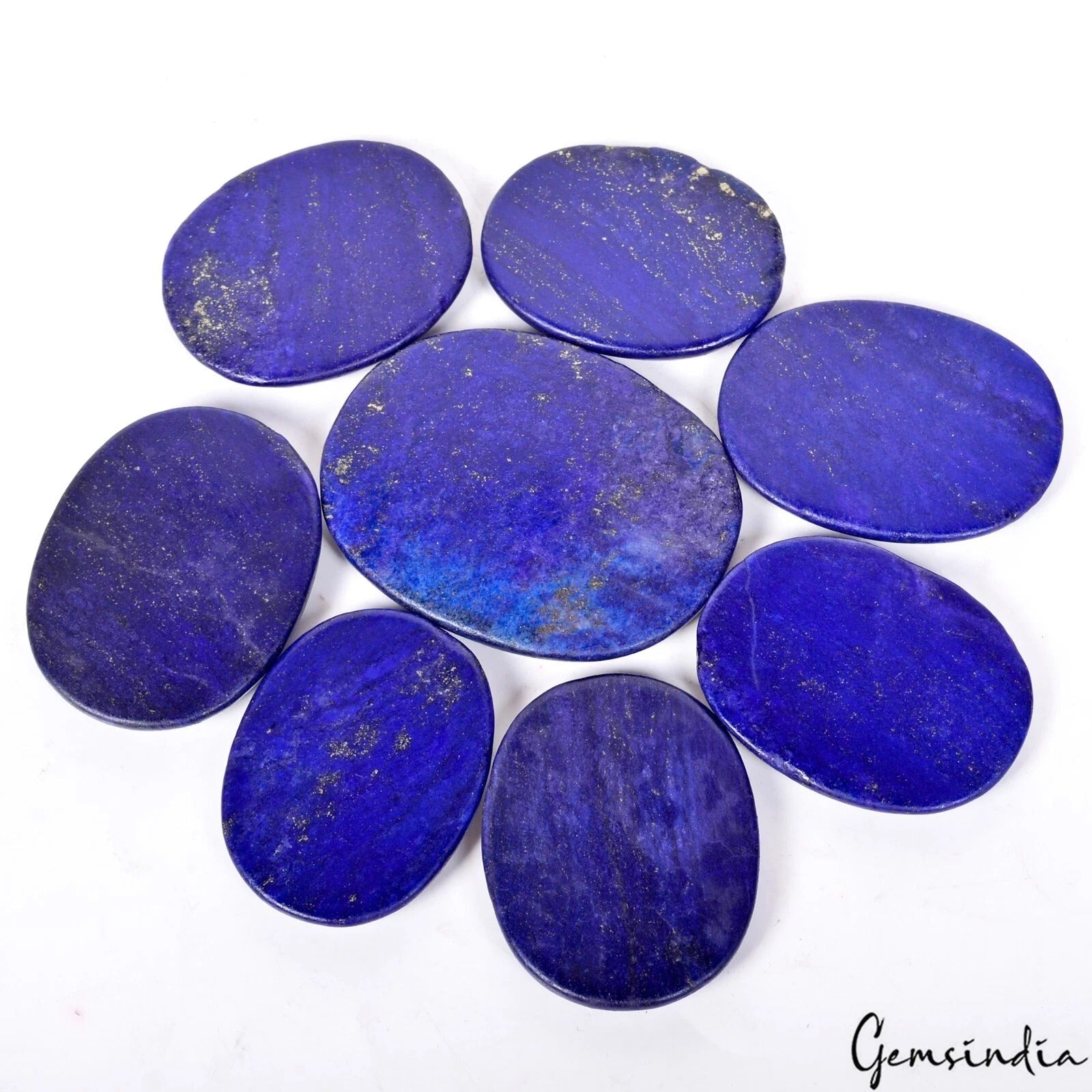 1550 Ct Natural Blue Lapis Lazuli Oval Cab Loose Gemstone Lot 8 Pcs For Jewelry