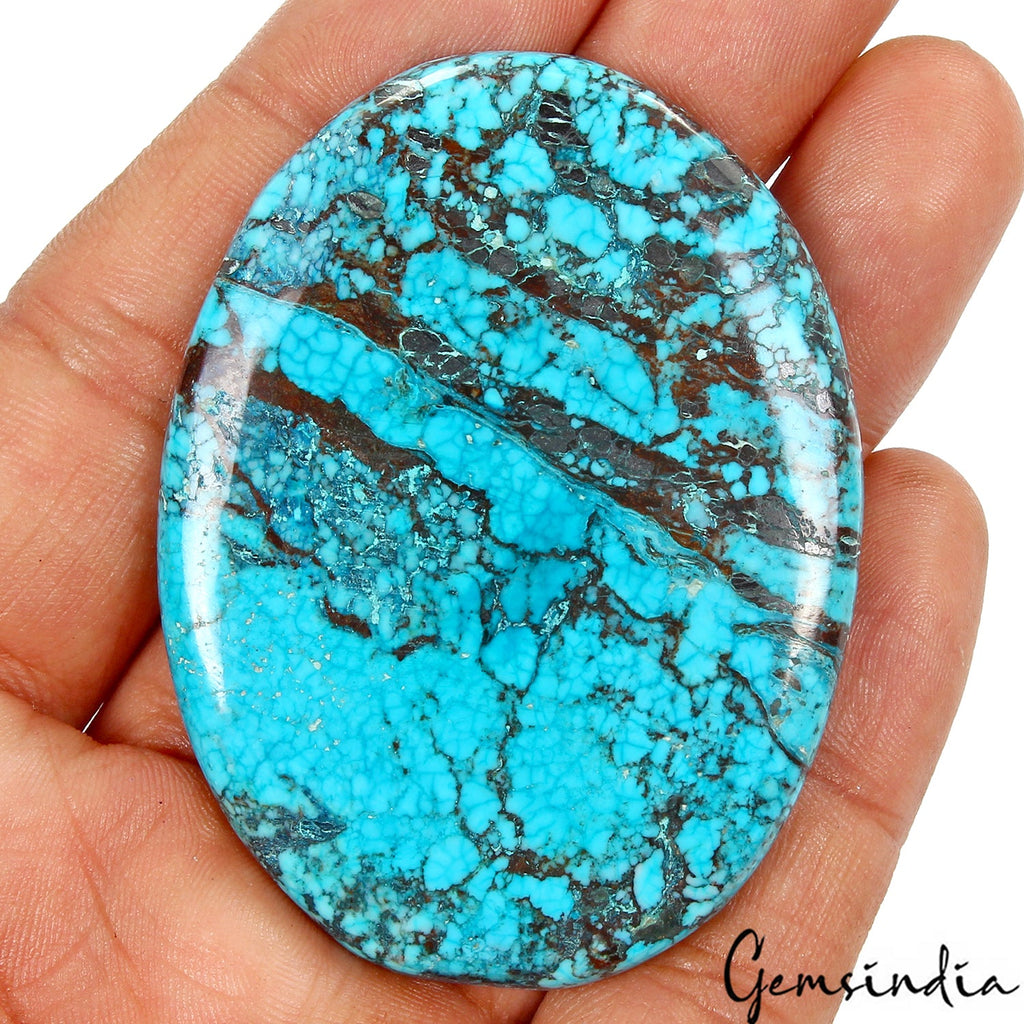 190 Cts Spiderweb USA Arizona Blue Turquoise Oval Cab Loose Huge Size Gemstone