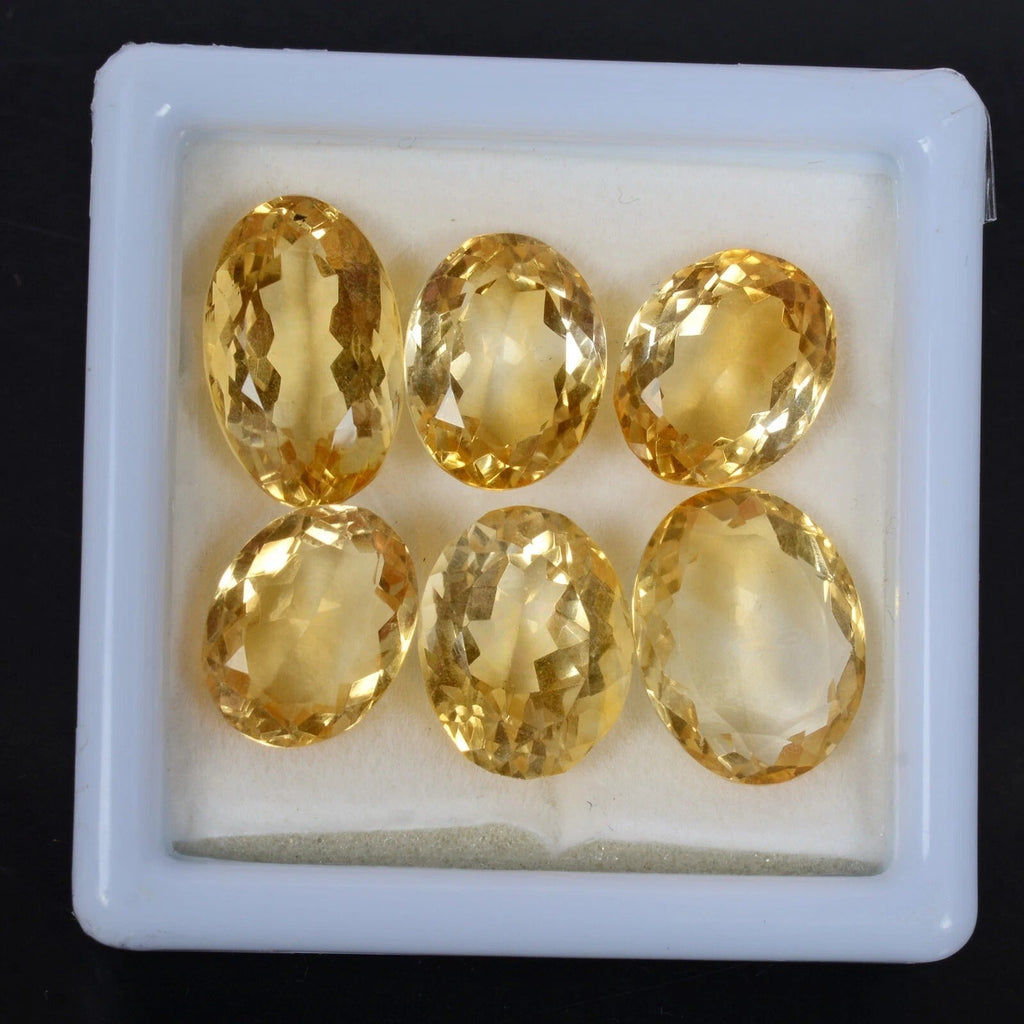 Certified 35.50 Cts/6 Pcs Natural Brazilian Yellow Citrine Oval Cut Loose Gems