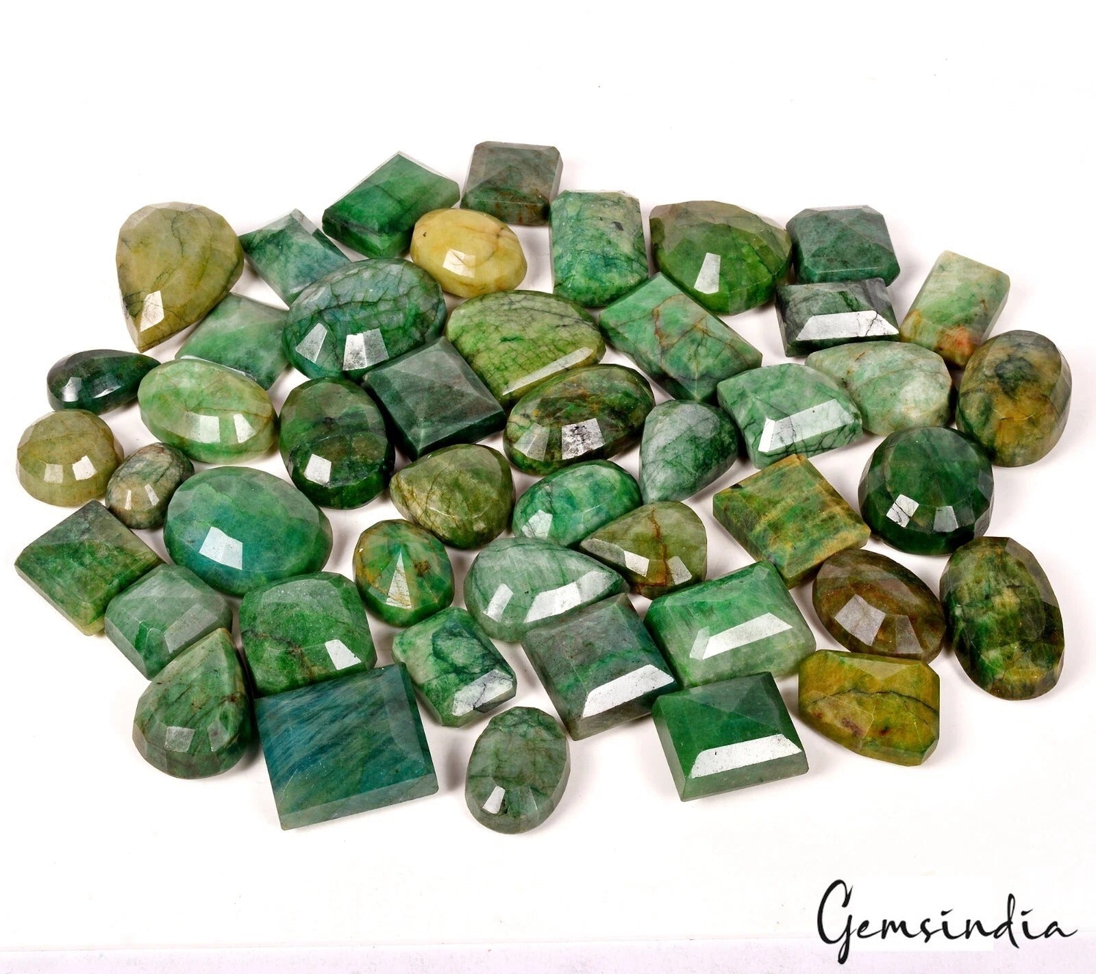 7400 Cts/46 Pc Natural Brazilian Green Emerald Mix Cut Loose Wholesale Gems Lot