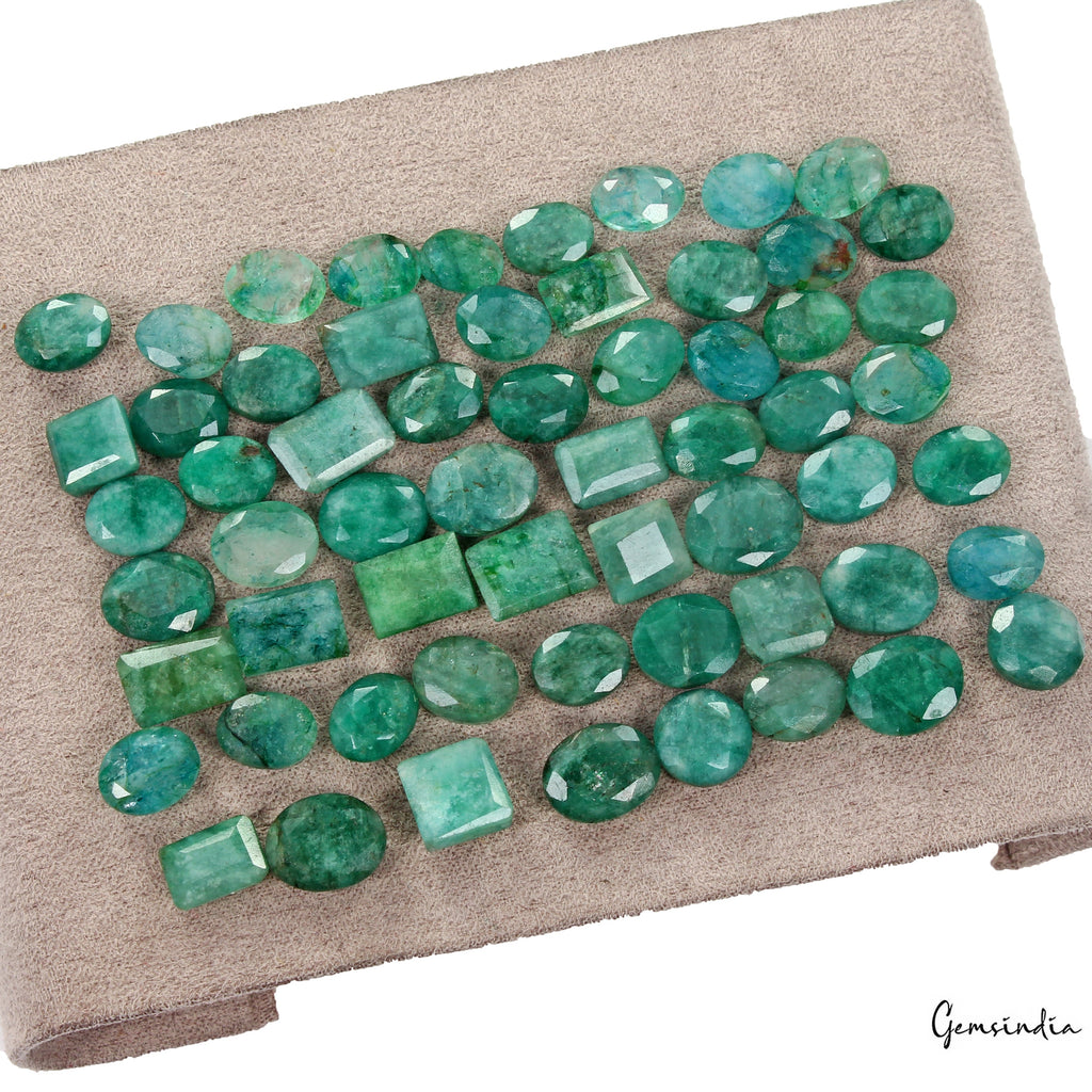 60 Pcs Natural Blue Green Colombian Emerald Mix Cut Loose 7mm-10mm Gems 128 cts