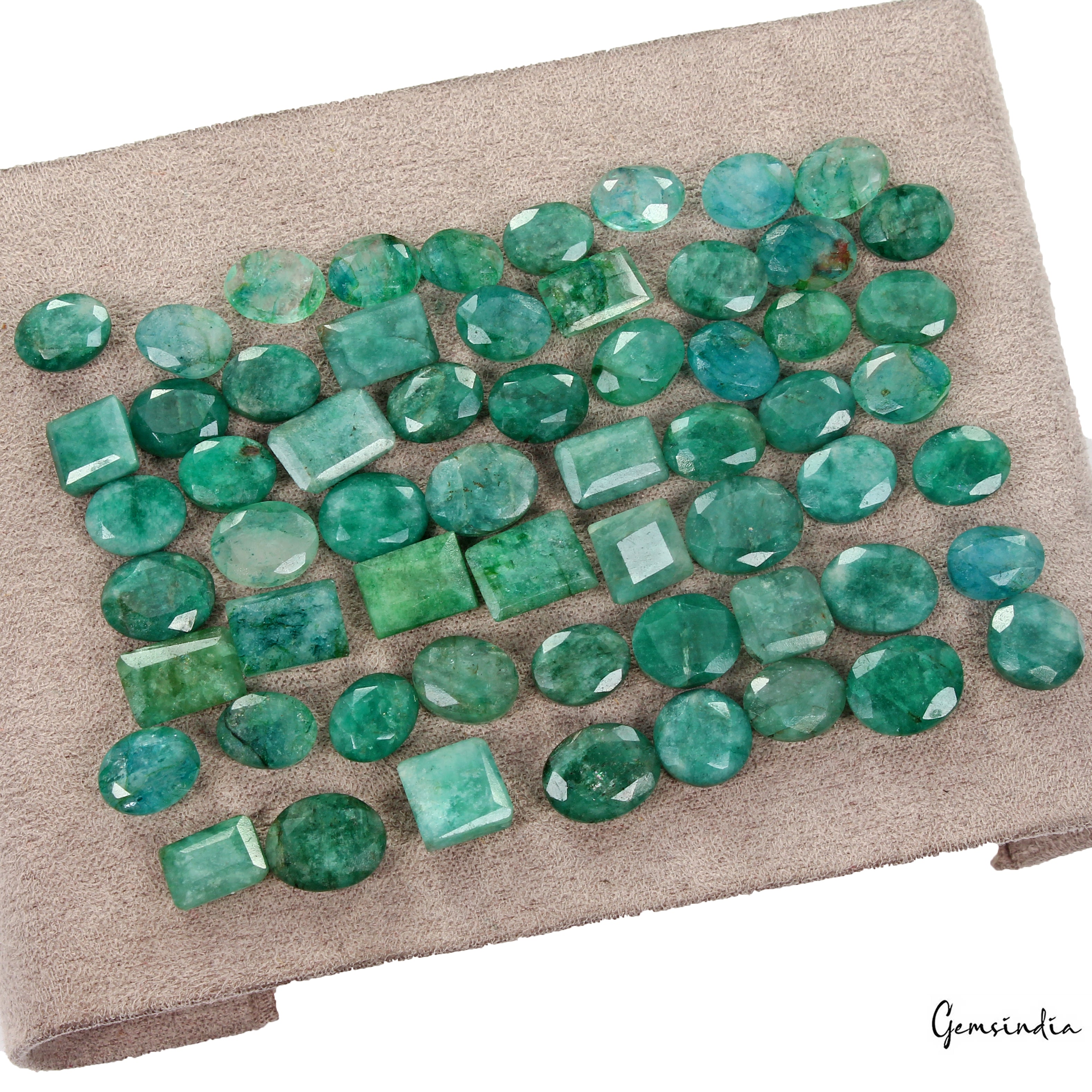 60 Pcs Natural Blue Green Colombian Emerald Mix Cut Loose 7mm-10mm Gems 128 cts