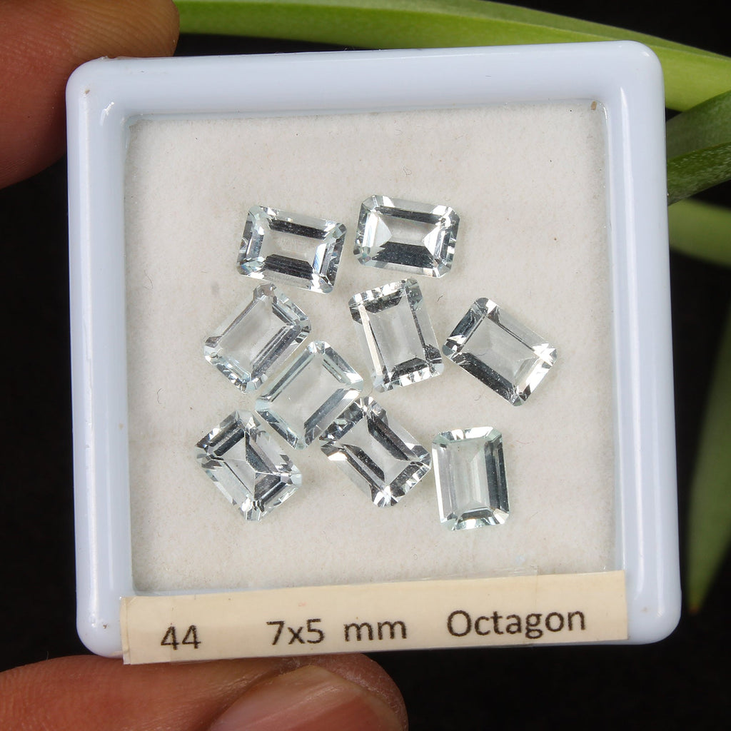 Wholesale 7x5mm Emerald Cut Natural Aquamarine Loose Calibrated Gemstones~ 9 Pcs