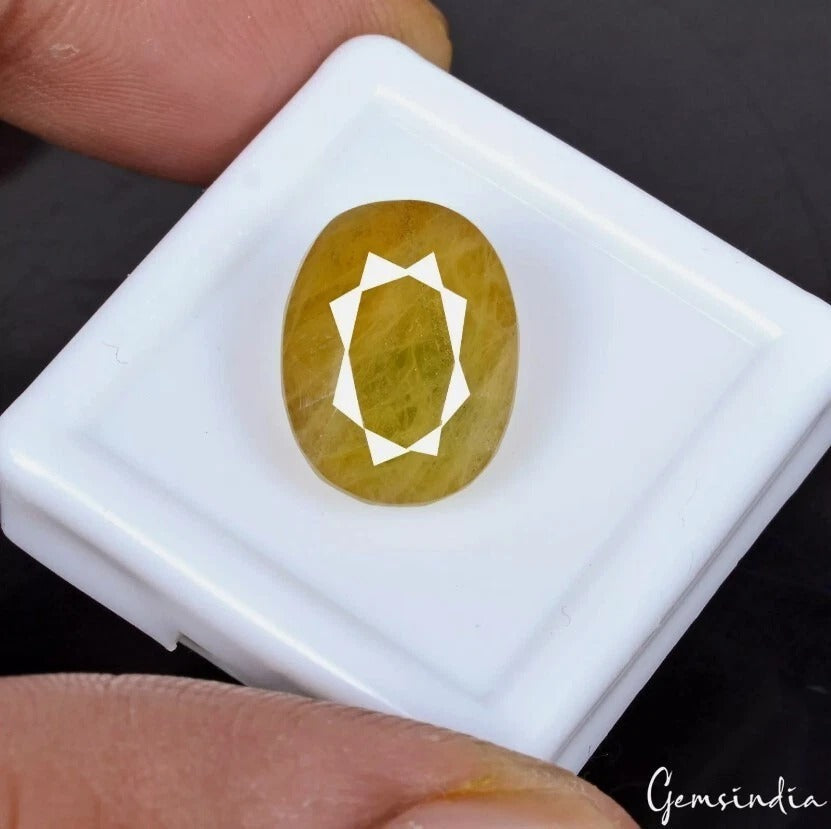 Certified 10.10 Cts Natural Untreated Ceylon Yellow Sapphire(Pukhraj) Oval Gem