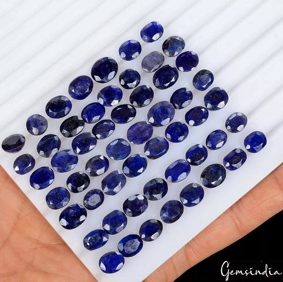 122.20 Cts/55 Pcs Natural Oval Blue Sapphire Oval Faceted Loose Gem For Jewelry