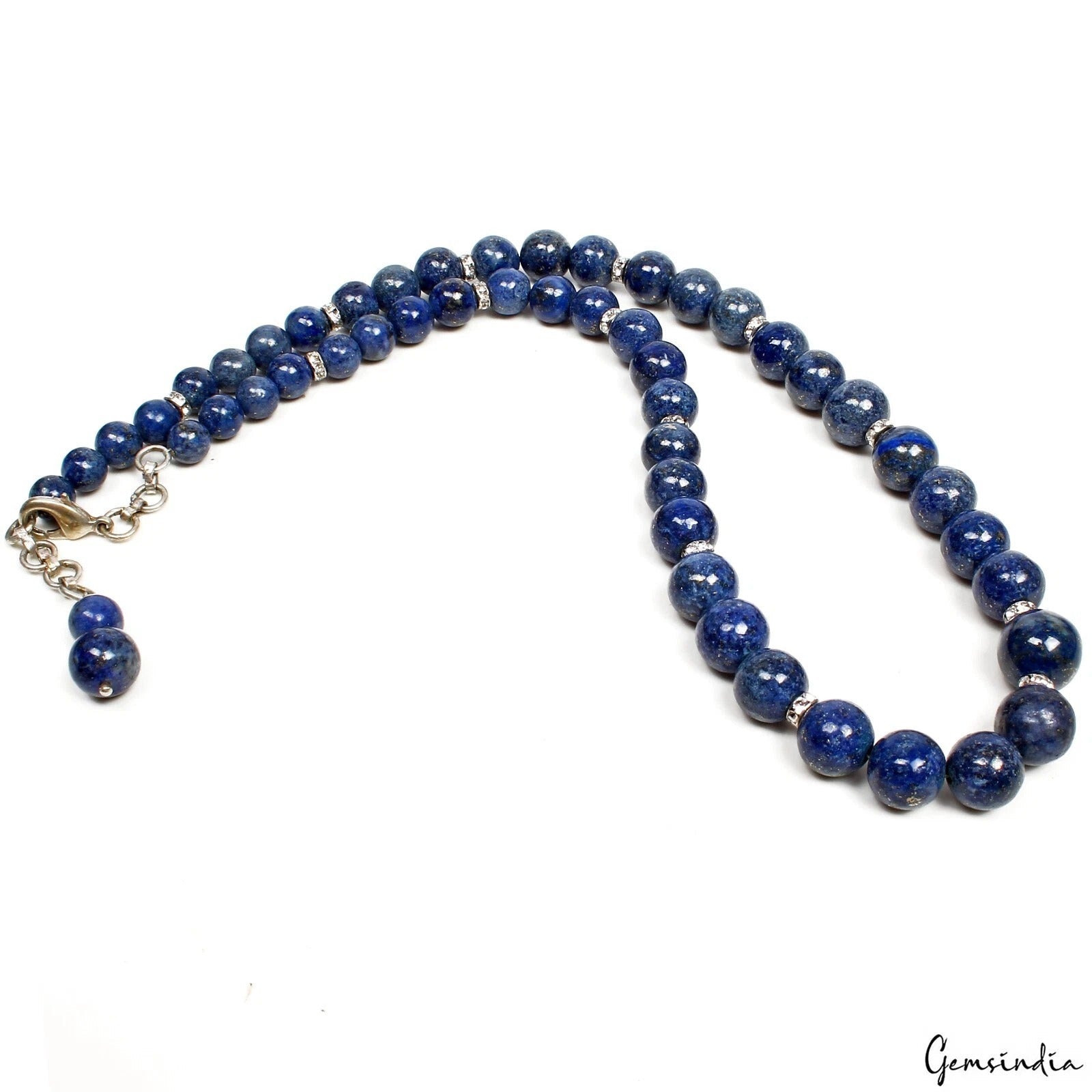 490Ct Natural Blue Lapis Lazuli Round Cab Beaded Handmade Single Strand Necklace