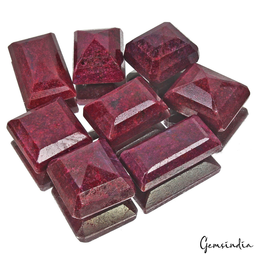 1900 Ct/8 Pcs Natural Dark Red Ruby Octagon Cut Loose Wholesale 33-49mm Gems Lot