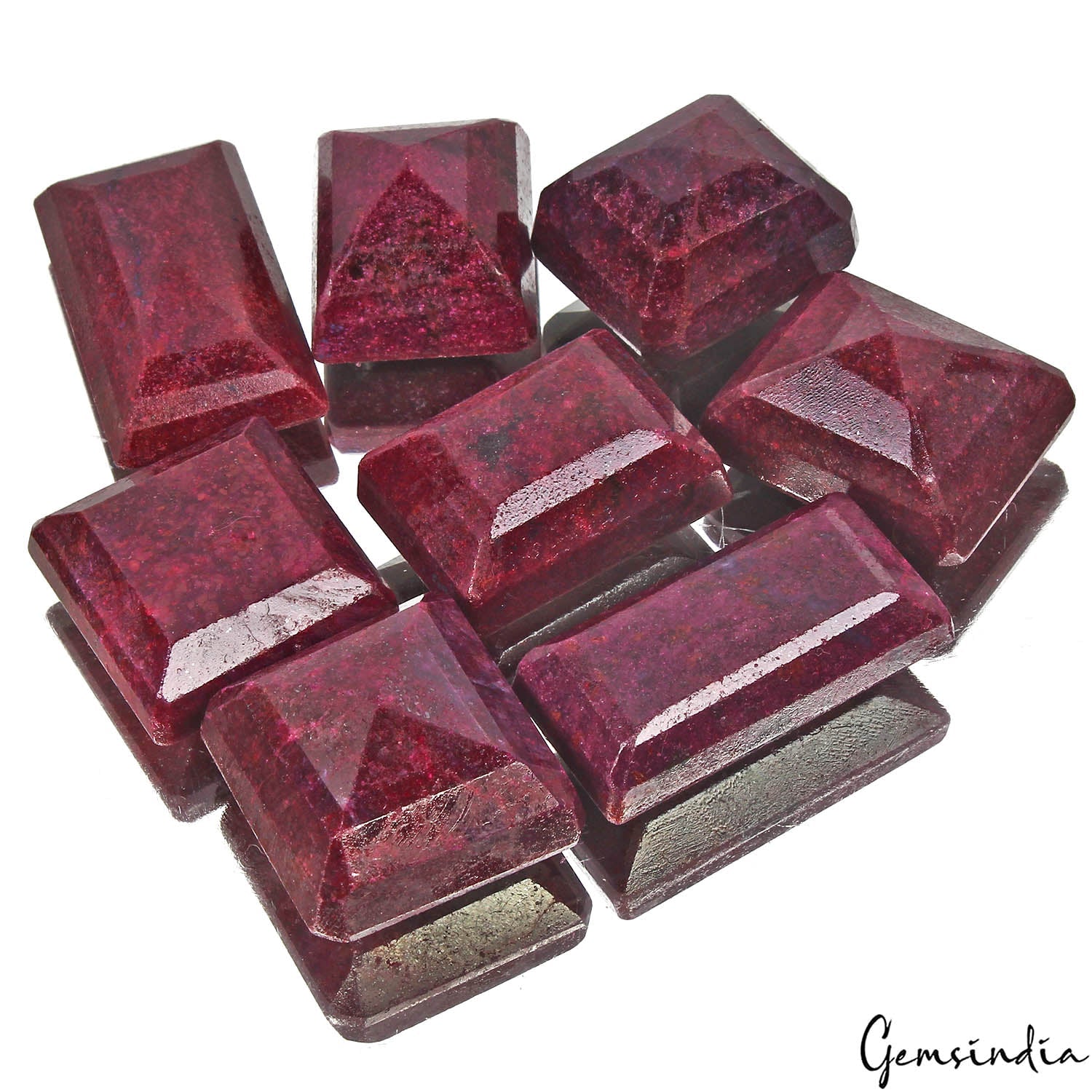 1900 Ct/8 Pcs Natural Dark Red Ruby Octagon Cut Loose Wholesale 33-49mm Gems Lot