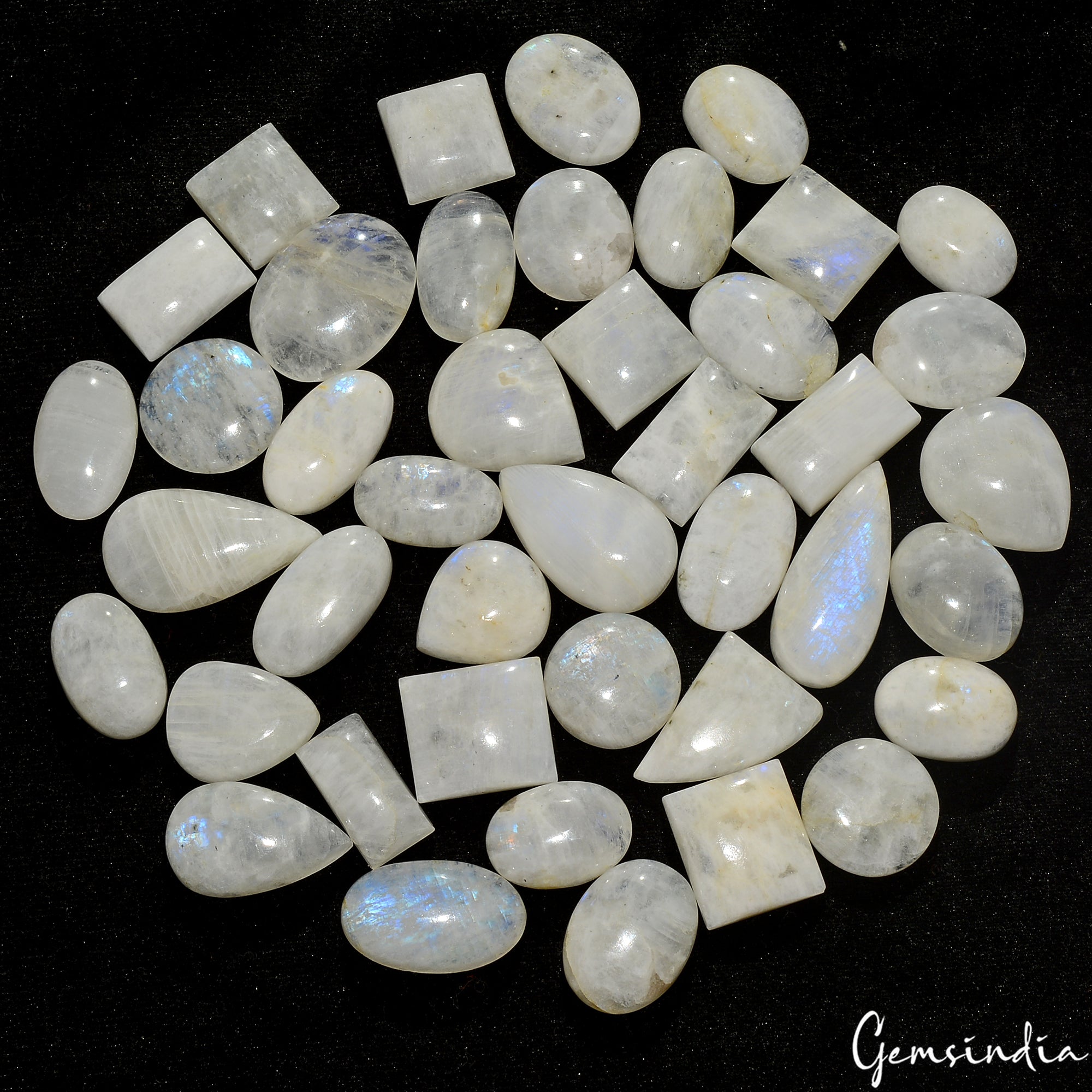 920 Ct Natural Blue Shine Moonstone Mix Cabochon Loose Untreated Gemstones~42 Pc