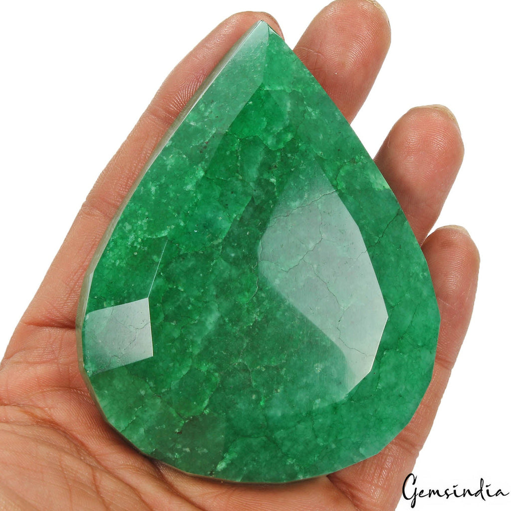 1070 Cts Natural Dark Green Quartz Pear Faceted Earth Mined Huge Size Loose Gem