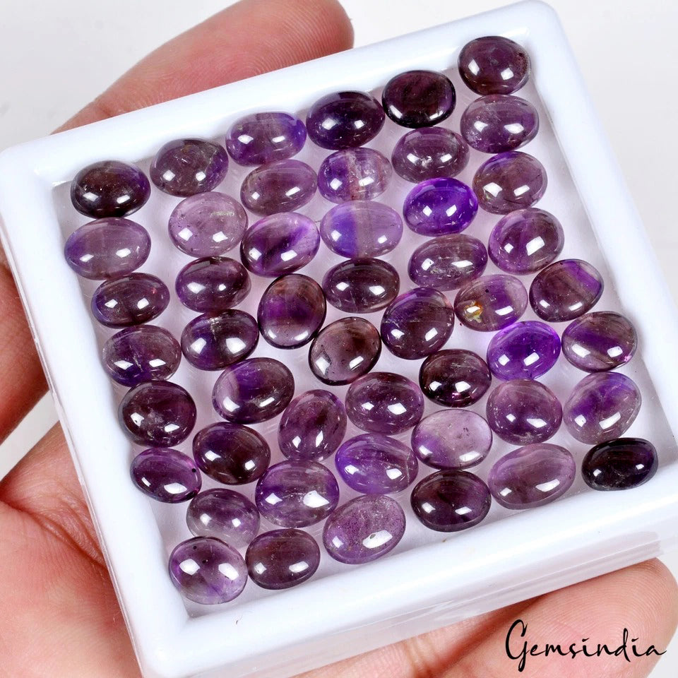 Natural Bi-Color Ametrine/Amethyst 77.50 Ct Oval Cab Untreated Gemstones 49 Pcs