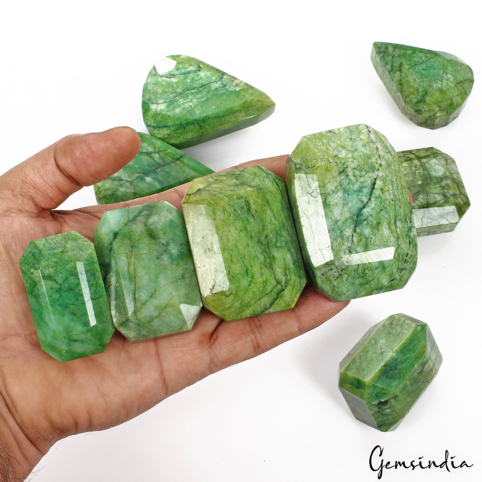 5000 Cts / 9 Pieces Natural Brazilian Green Emerald Mix Cut Loose Gemstone Lot