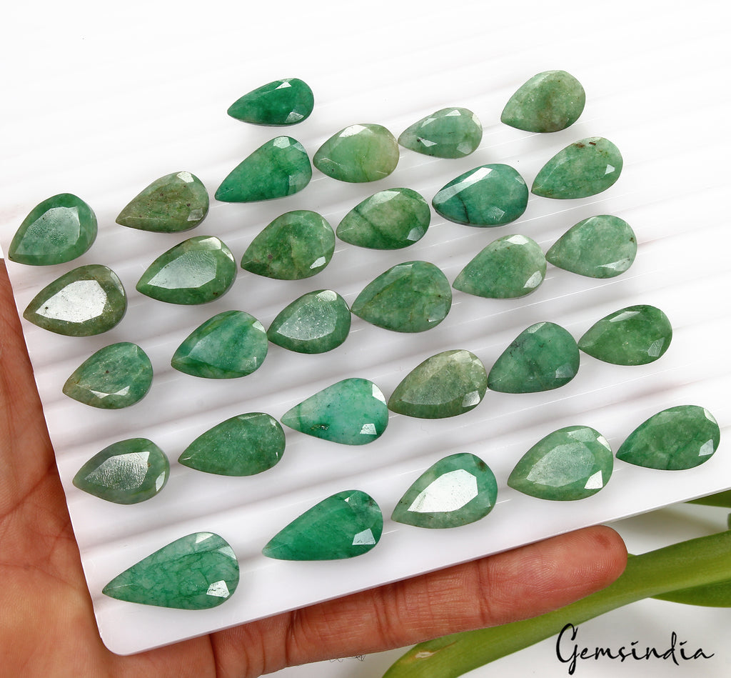 Emerald Lot, Loose Gemstone, Color Enhanced, Green — 30 Pieces, 15mm to 23mm, 268.80 Ct, Brazil