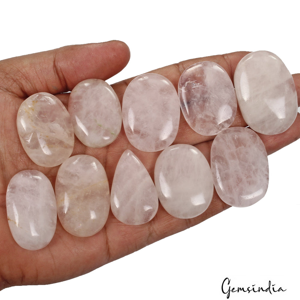 700 Cts/10 Pcs Natural Untreated Pink Rose Quartz Oval Cab Loose Wholesale Gems