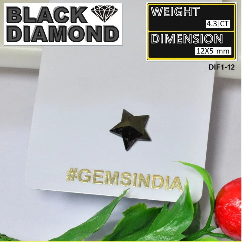 Black Diamond Loose Gemstone, Color Enhanced — 12x12x5 mm, 4.3 Ct, Tanzania