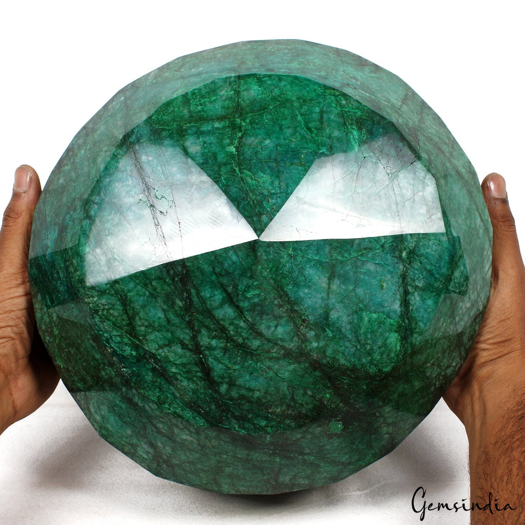 Giant 23.85 Kg Natural Emerald Brazil Gemstone - Huge Round Cut 11" Masterpiece