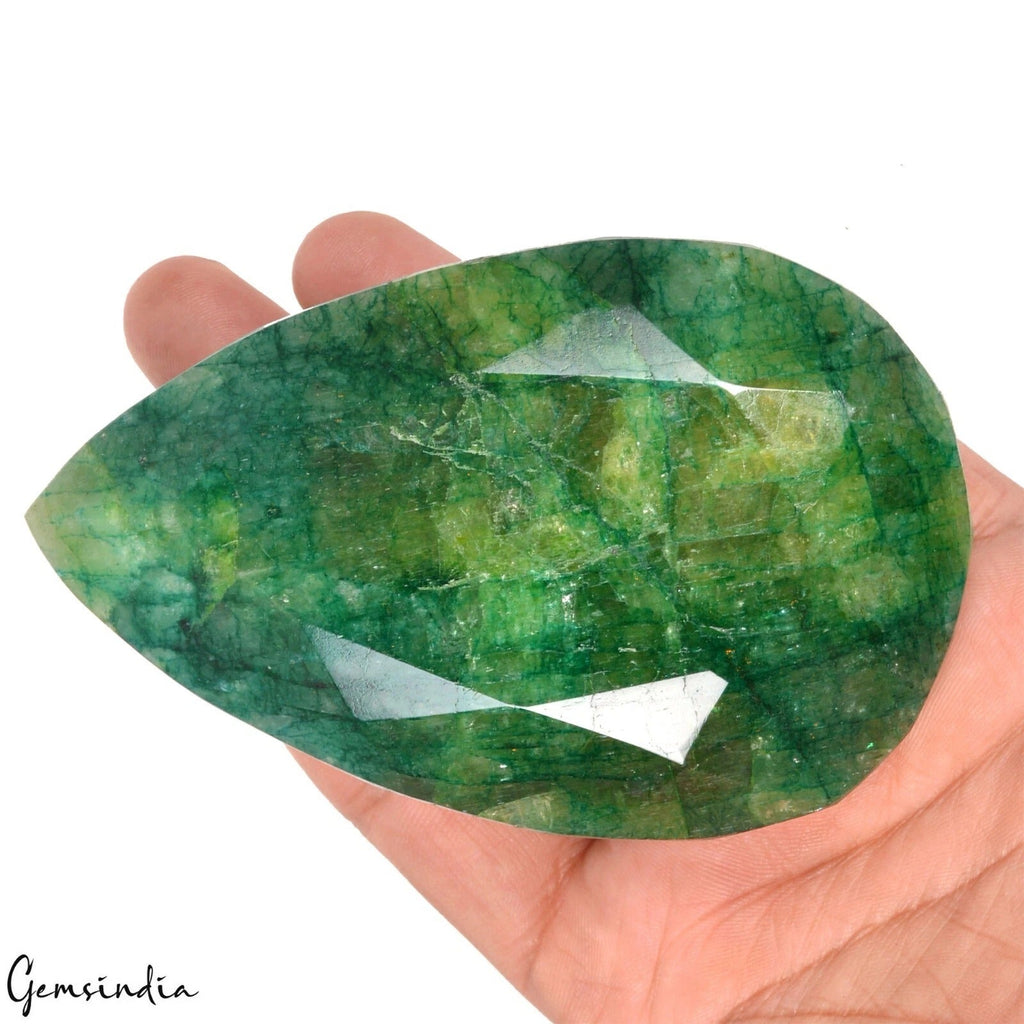 1800 Ct Natural Green Blue Brazilian Emerald Pear Faceted Earth Mined Loose Gem