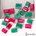 Emerald Lot, Loose Gemstone, Color Enhanced, Red — 20 Pieces, 12mm to 17mm, 219.20 Ct, Brazil