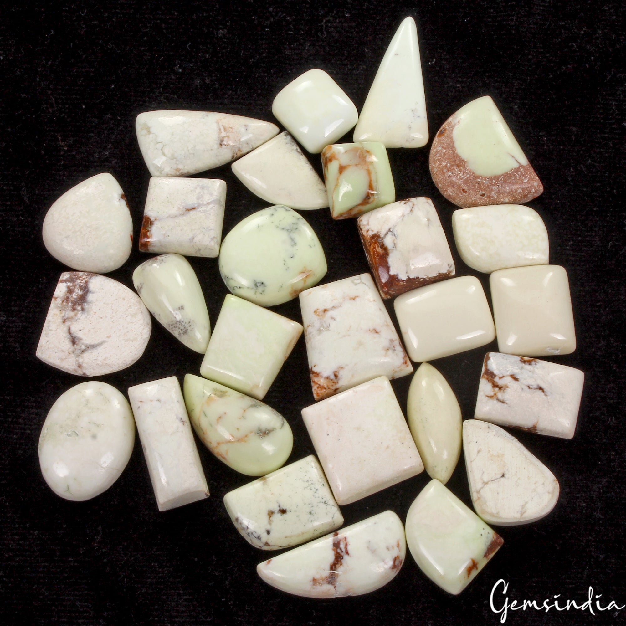 375 Ct Natural Untreated Green Apple Chrysoprase Mix Cab Loose Gemstones Lot