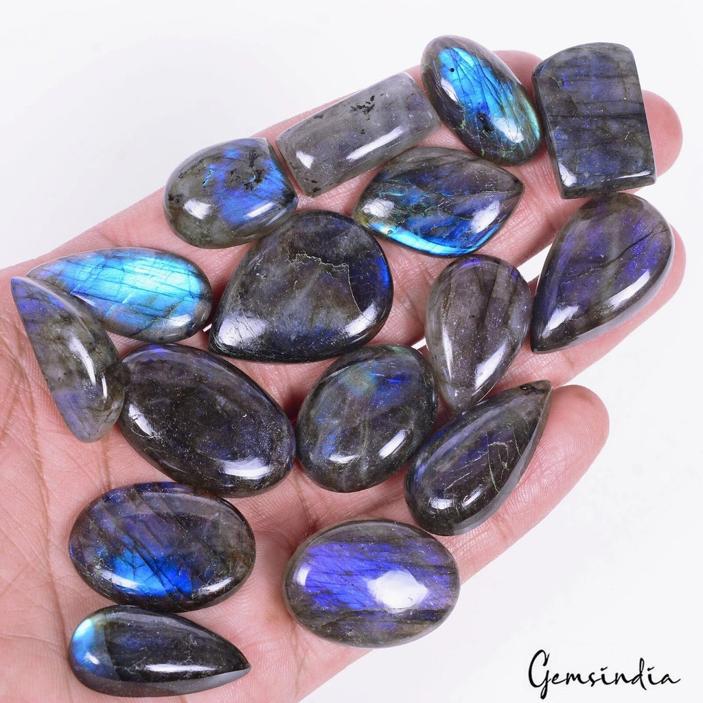 400 Cts/16 Pcs Natural Untreated Blue Shine Labradorite Mixed Cab Wholesale Gems
