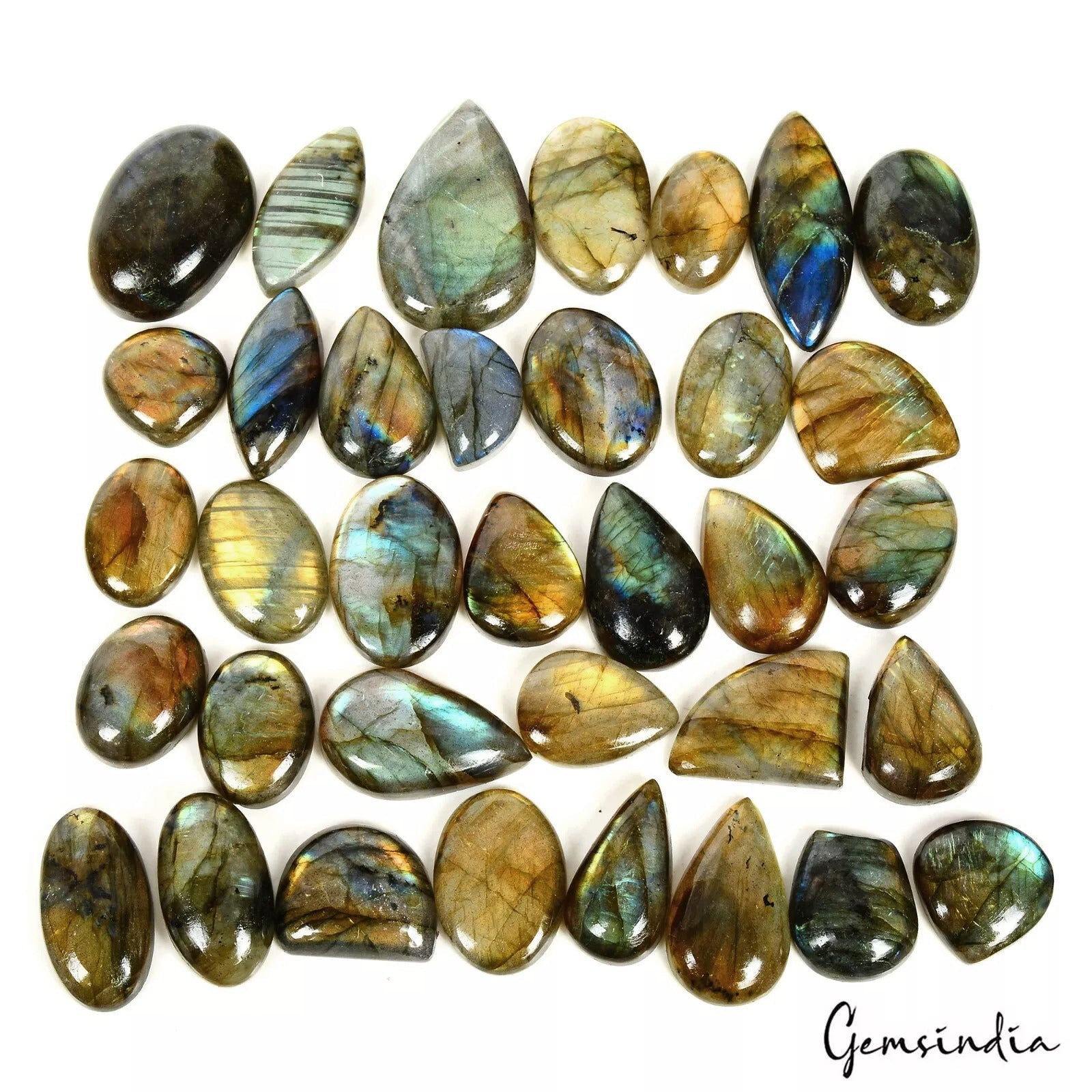 19-36MM Multi Fire Labradorite Mix Shape Cabochon Loose Wholesale Gemstones Lot