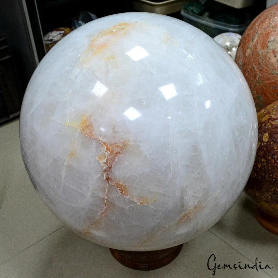 220LBs Large Natural White Clear Quartz Huge Crystal Sphere Ball Healing~16 Inch