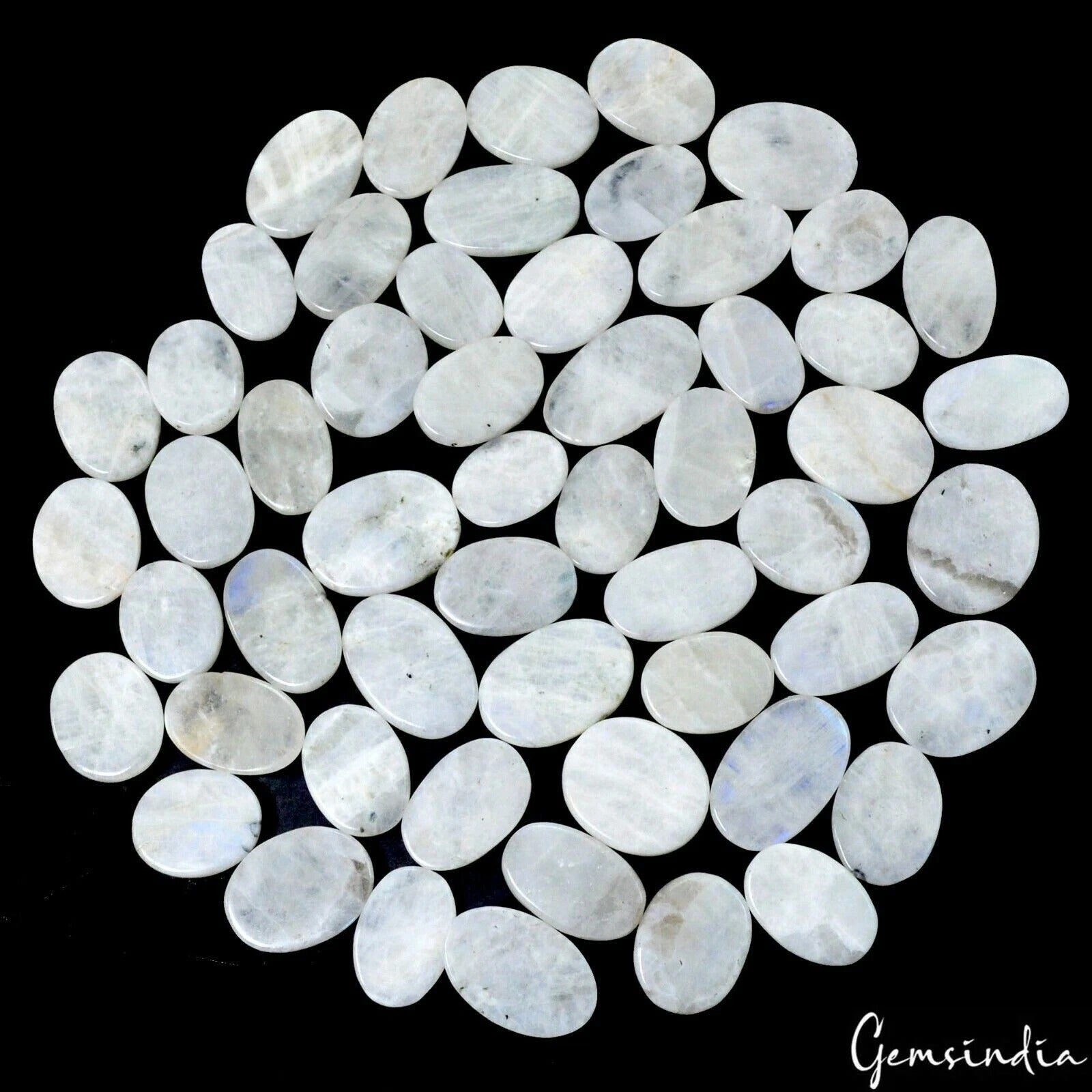 2000 Cts/55 Pcs Natural Untreated Blue Shine Moonstone Oval Cab Wholesale Gems