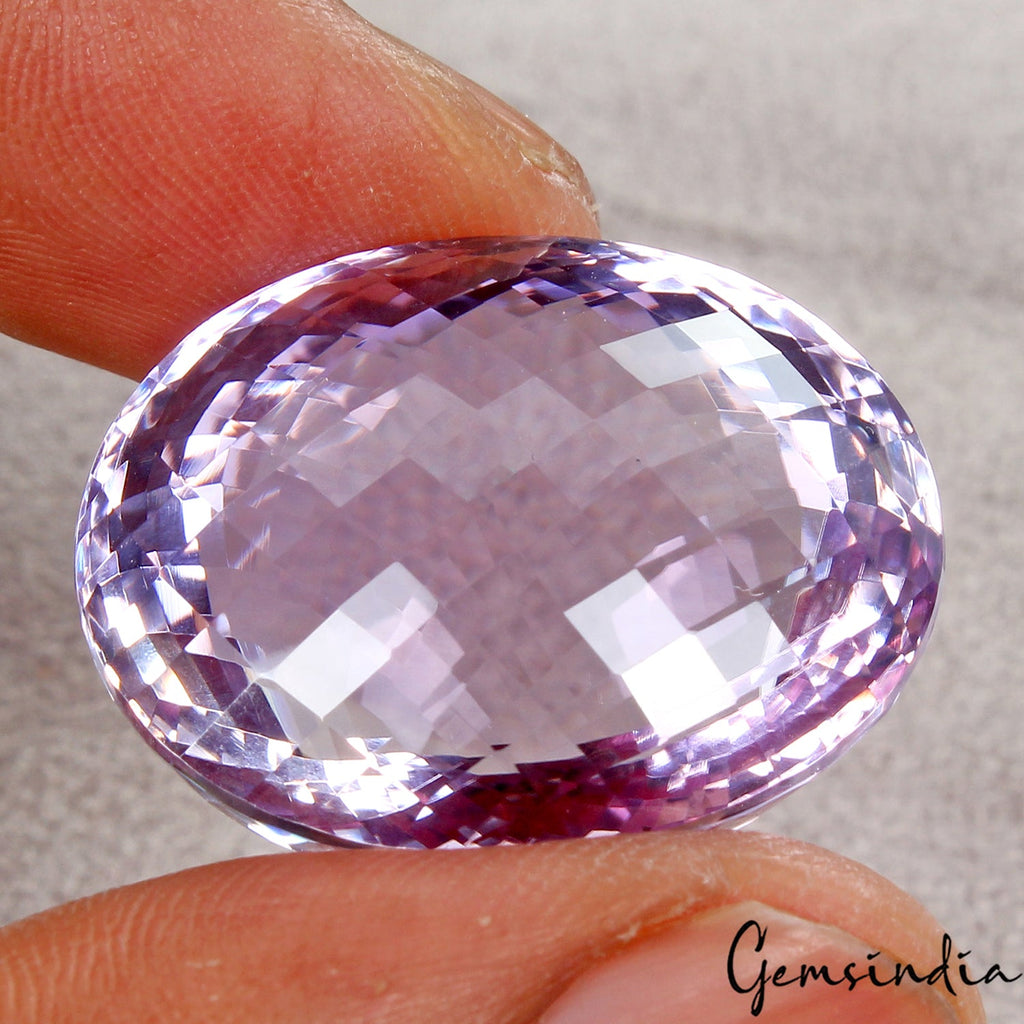 Huge 72.10 Cts. Natural Rich Purple Amethyst Oval Checker Cut Eye Clean Gemstone