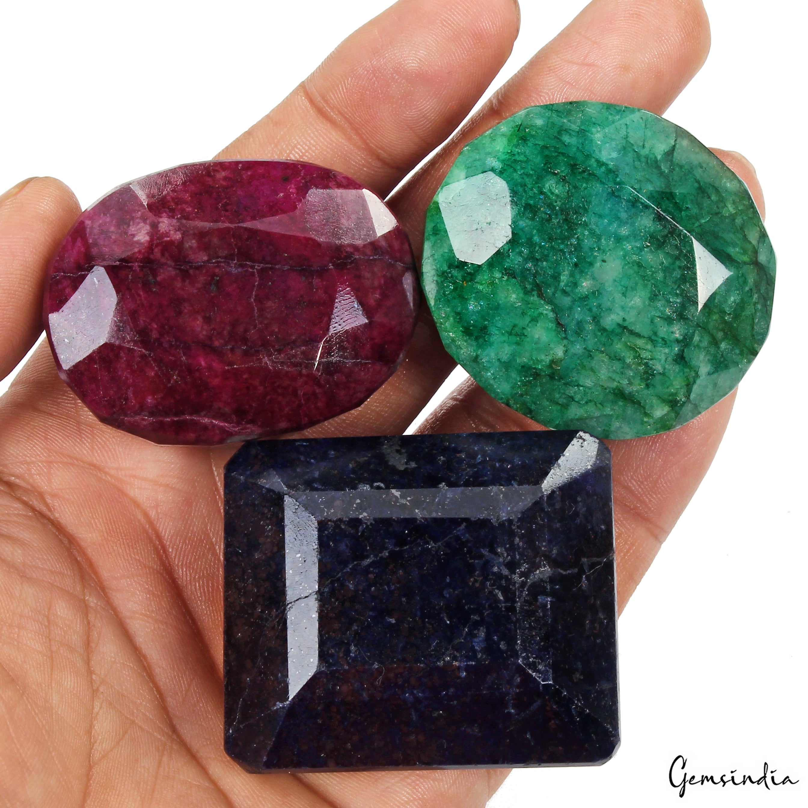 1370 Ct Natural Red Beryl, Blue Sapphire & Green Emerald Loose Mix Cut Gemstones