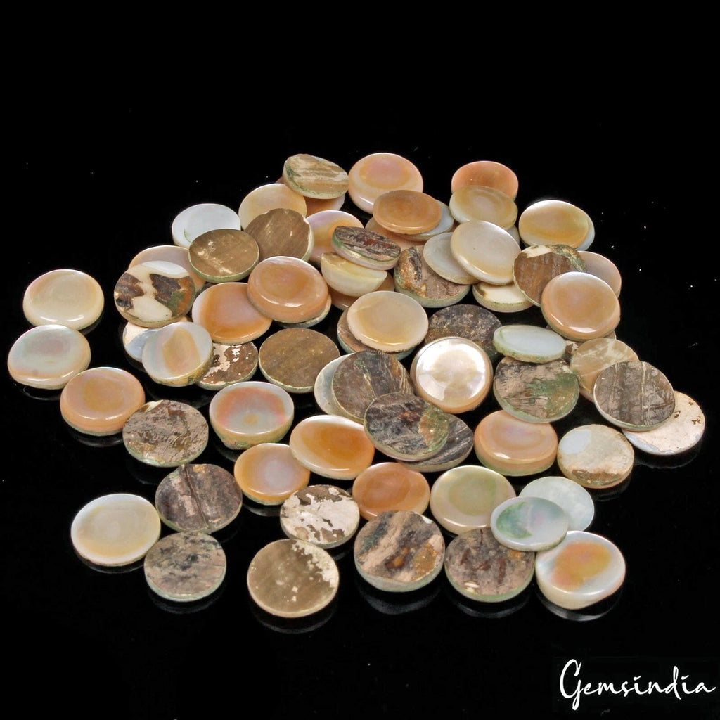 72 Pcs Mother Of Pearl Shell Flat Round Cab Coin Rainbow Shine Gemstones 88 Ct