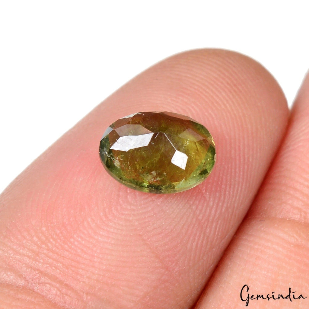 Mozambique Tourmaline Olive Green Pear Cut Certified Unheated Gemstone~1.50 Cts