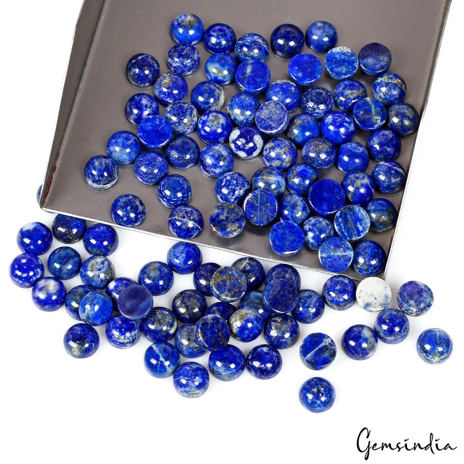182 Ct/100 Pcs Natural Blue Lapis Lazuli Round Cab Calibrated 7mm Gems For Jewel