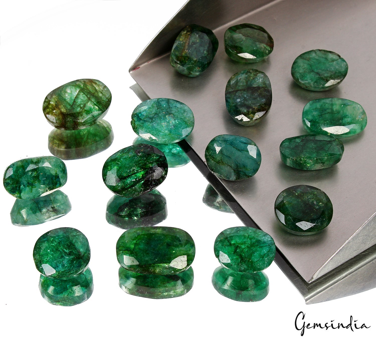 15 Pcs Natural Zambian Emerald Green Oval Cut Loose 14mm-20mm Loose Gems 200 Ct