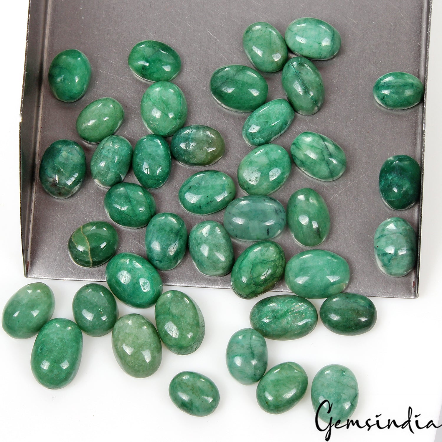 Certified 262.40 Cts/39 Pcs Natural Brazilian Green Emerald Oval Cab Loose Gems