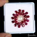 20.30/28 Pcs Natural Red Ruby Pear & Freshwater Pearl Round Gems Lot For Jewelry