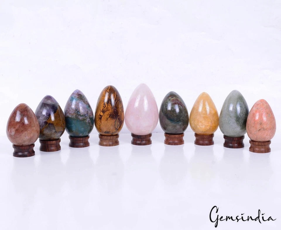 5750 Ct/9 Pcs Natural Multi Gemstones Reiki Crystal Healing Mineral Egg Cabochon