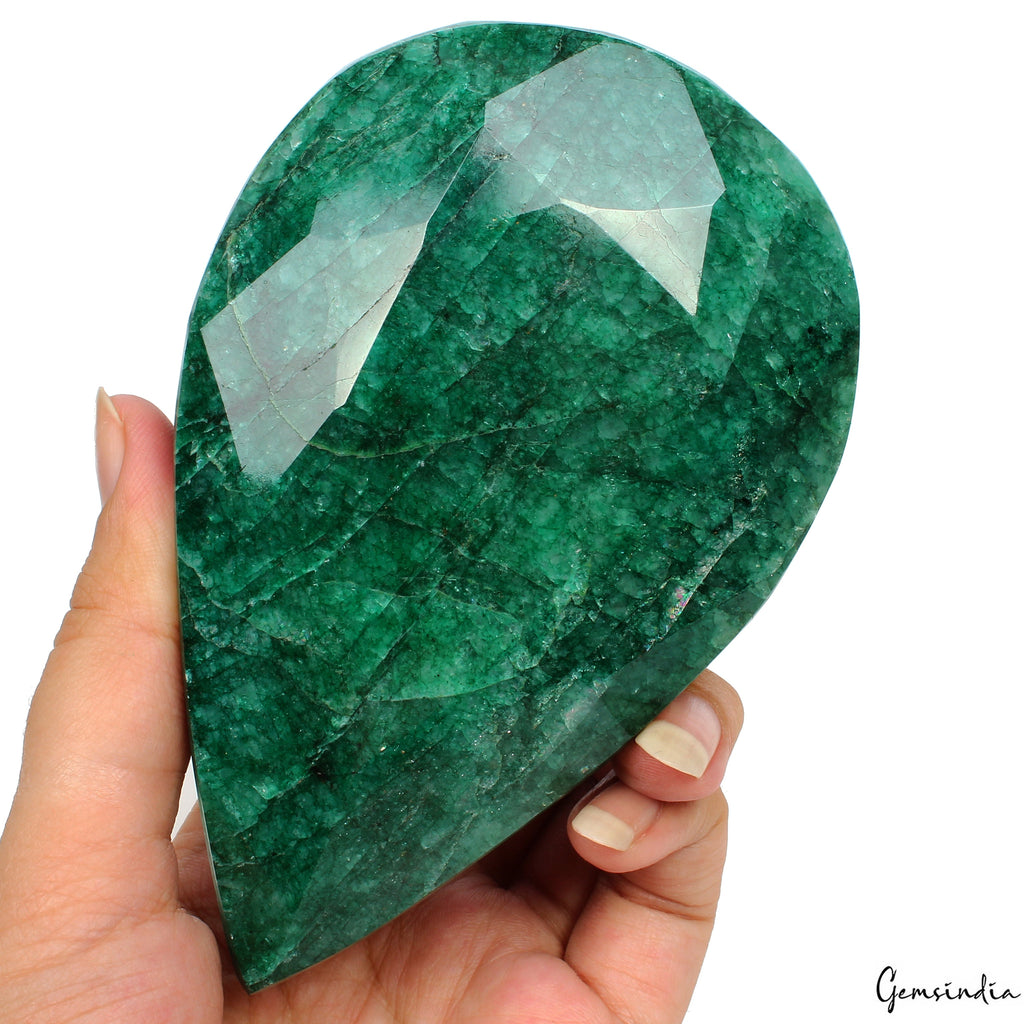 2960 Ct Natural Green Brazilian Emerald Pear Faceted Earth Mined Loose Gemstone